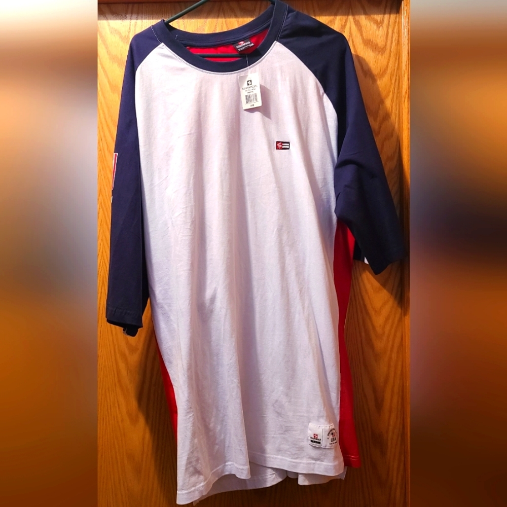 Mens Southpole 5XB USA T-shirt White with Red sides & back patch & Blue sleeves